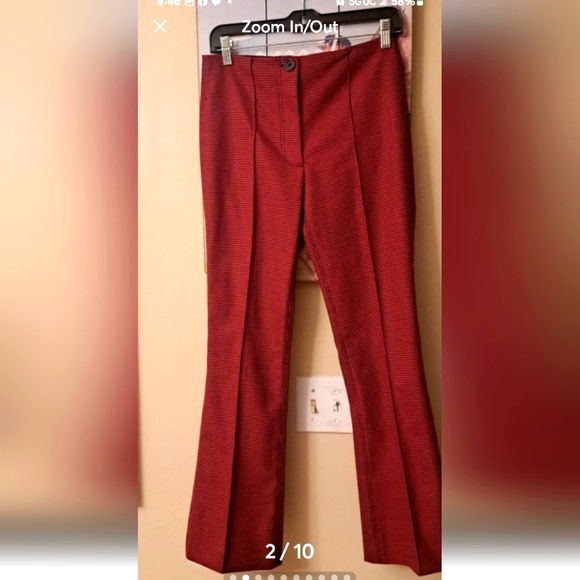Helmut Lang Red&Black Small Houndstooth Print Wool blend Pants. Sz4 EUC Like New - Picture 2 of 10